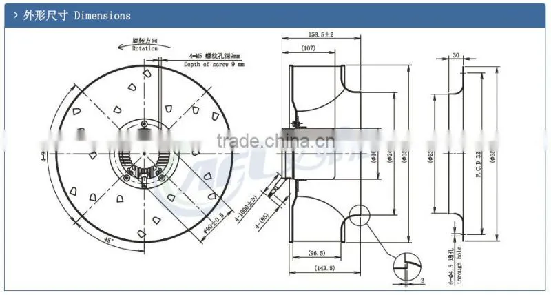 Centrifugal fans,backward curved centrifugal fans,355mm DC48V Backward curved centrifugal fans