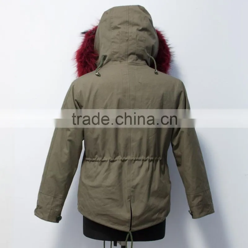 pc008 New arrival women fur trim parka jackt