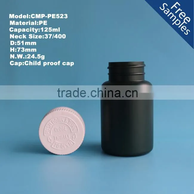 125cc Plastic HDPE pharmaceutical pill bottle with child resistant cap,125ml medicine bottle