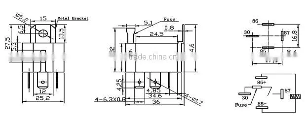 Ronway factory hot sale 12V 4pins QC layout auto fuse relay