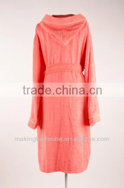 Red elegant long hooded bathrobes women