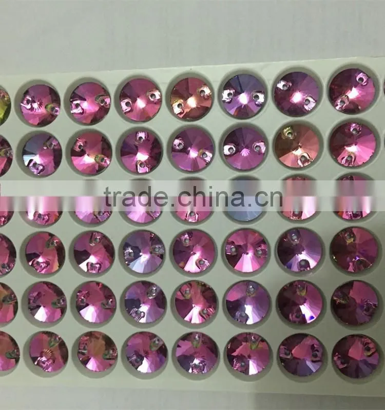 wholesale 10mm revoli shaped rainbow color sewing crystal stone for boutique store