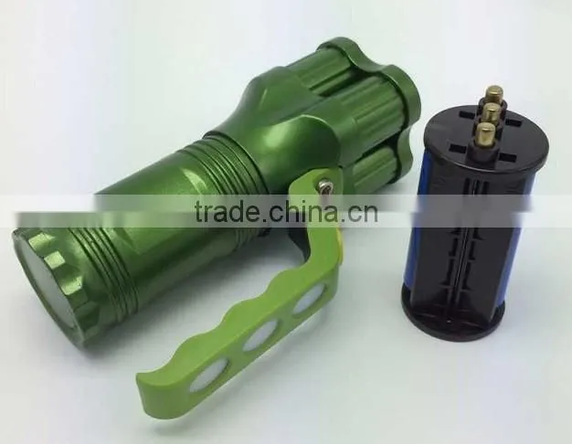 handle red warning light design rechargeable flashlight