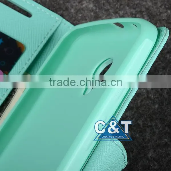 C&T Luxury genuine pu leather pouch flip cover for motorola moto g2 xt1063