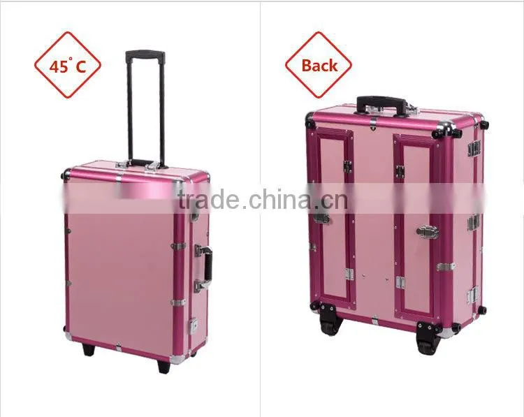 Sunrise Upgrade Super Quality Trolley Aluminum Makeup Case With Lights Mirror for 2016 Beauty & Cosmetic Import-Export Expo
