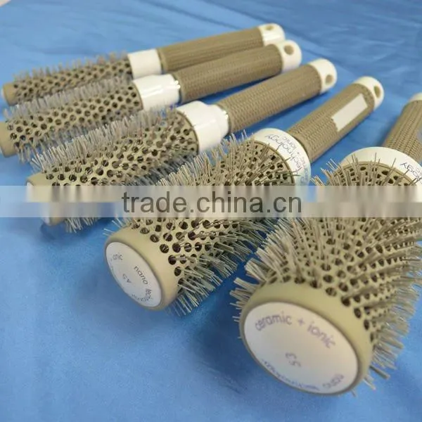 Round ceramic hair brush set nylon brush heat control OEM shape square triangle