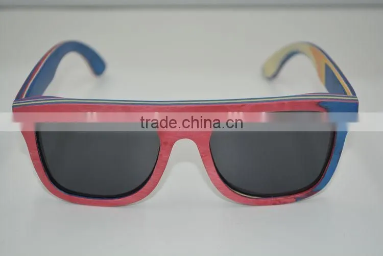 2015 New Arrive Skateboard Wooden Sunglasses Polarized Lens Wooden Sunglasses Frames Wholesale