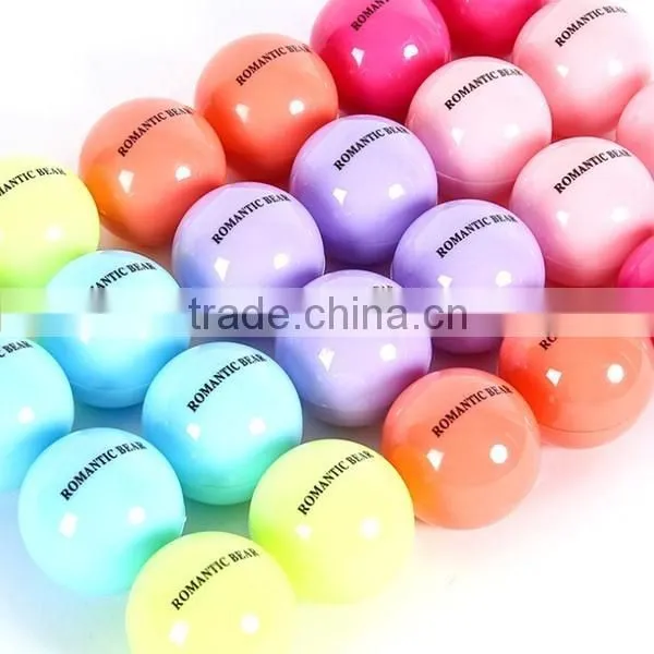 Romatic bear 6colors Natural Plant Organic Lip Balm Ball Lipstick 24pcs/set Favours Of Fruits