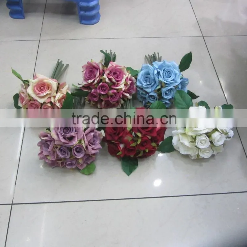hot sale silk rose flower wedding bouquets with holder