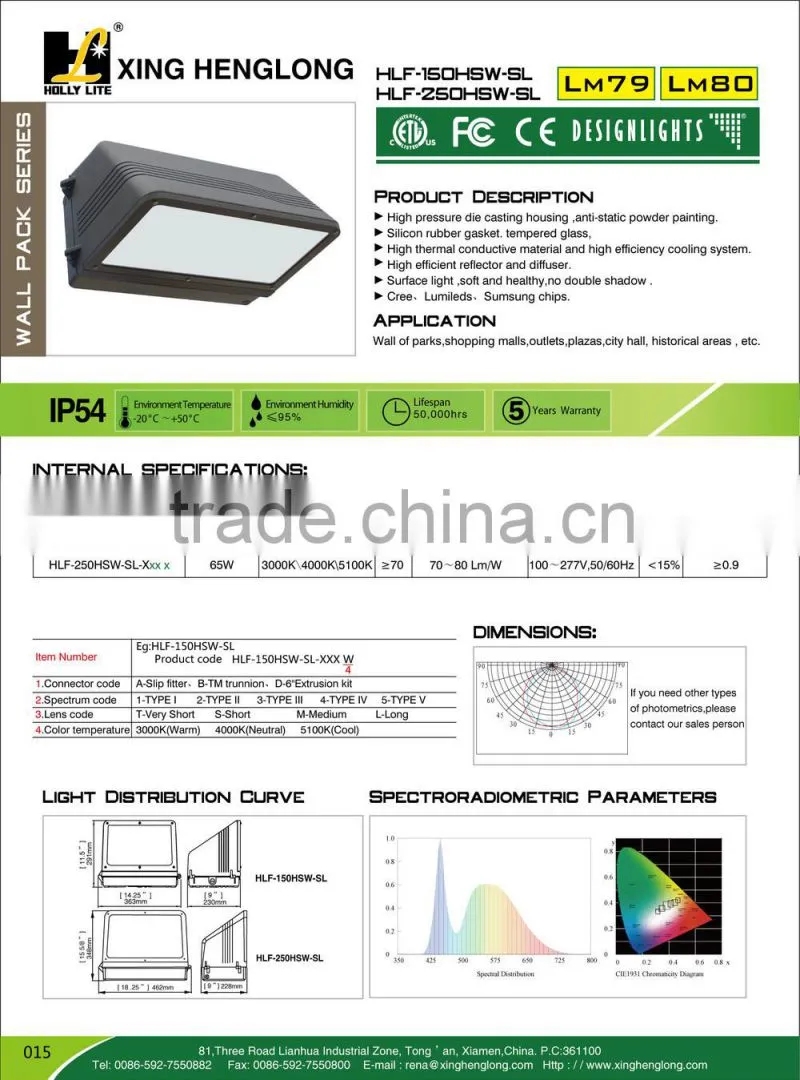 DLC and UL LED full cut WallPack light