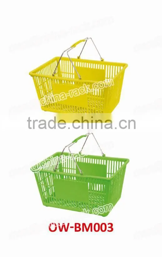 HDDP Material Cosmetic Metal Handle Plastic Square Supermarket Shopping Basket