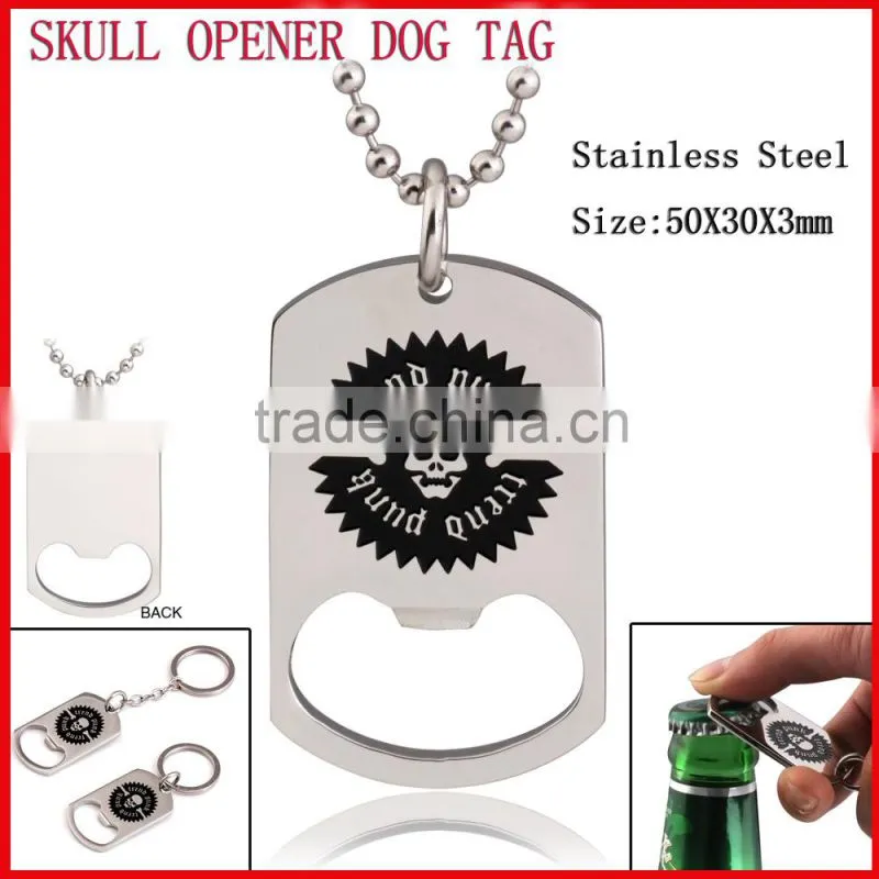 Fashion Stainless Steel Pendant Bottle Opener With Dog Tag