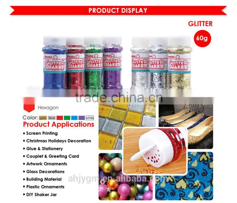Bottle packing Hexagonal Shape Coloful Decoration Glitter Powder