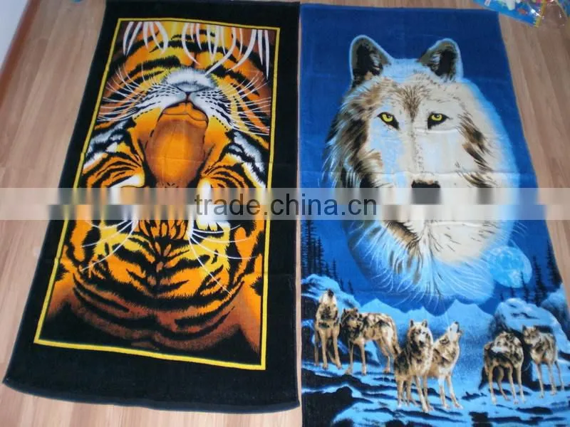 reactive pritning animal bath towel for sea style