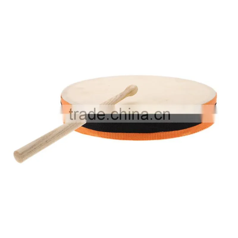 8" Wood Hand Drum Dual Head with Drum Stick Percussion Musical Educational Toy Instrument for KTV Party Kids Toddler