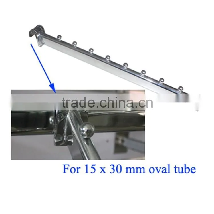 Chrome Oval Tube Slanting Tube Clothes Hanging Metal Display Hooks with Ball Stopper