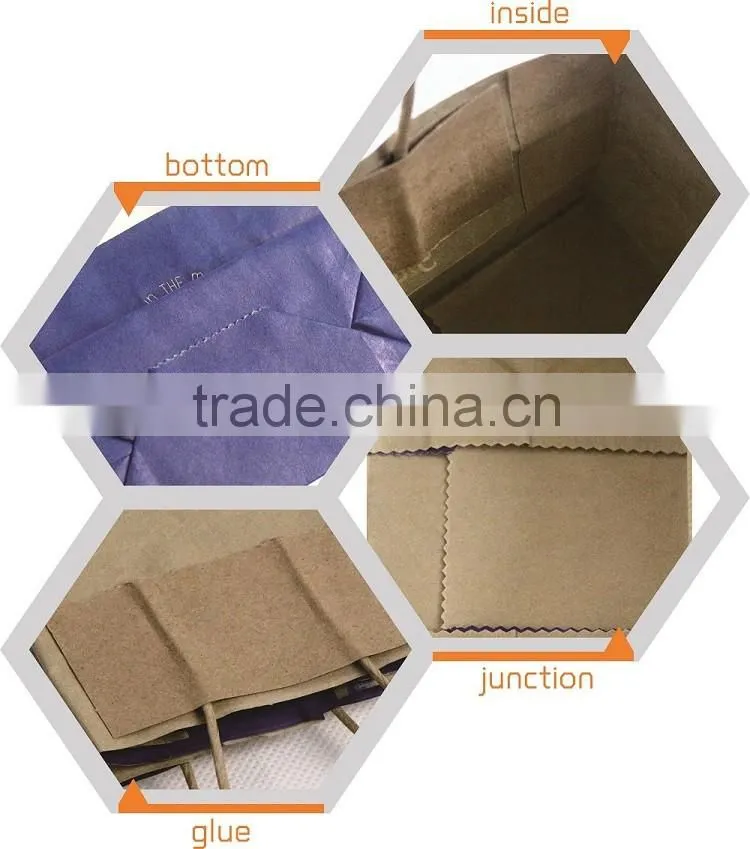Custom design logo printed kraft comestics fashion carrier bags gloss with handle
