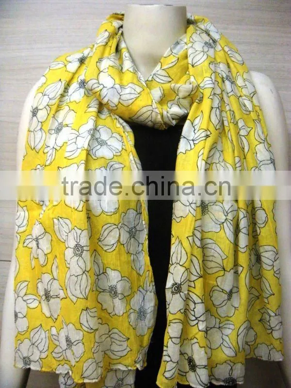 Cotton Flower Printed Scarfs/Scarves Design 2013