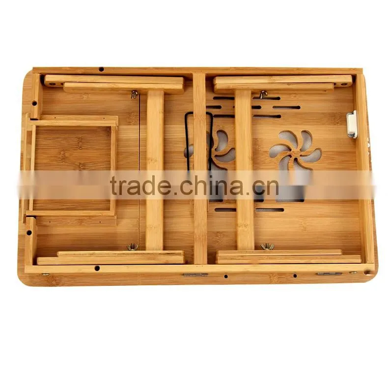 BH004/FLGB/FDA Eco-friendly bamboo wooden portable folding laptop desk portable furniture