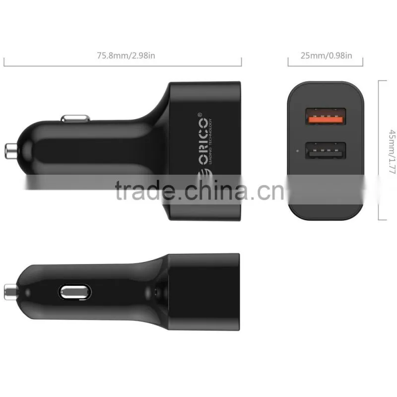 Orico factory price top quality CE FCC ROHS QC2.0 car charger with 3ports