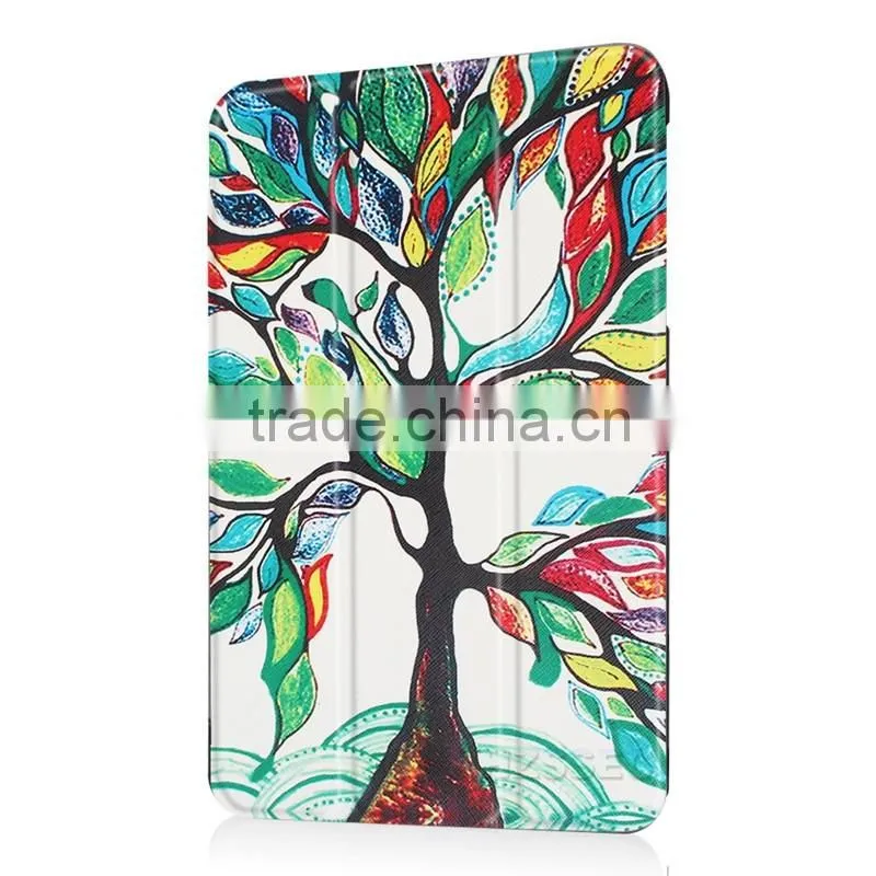 Protective colorful pu leather case printing life tree pattren case 8 inch tablet case for Samsung Tab E8.0