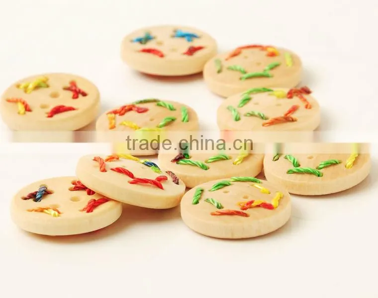 High Quality Fashion 2 Holes Natural Wood Buttons with String