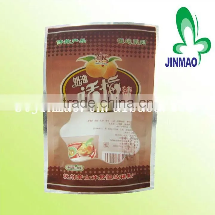 Food grade colorful plastic aluminum foil candy packaging bag with zipper