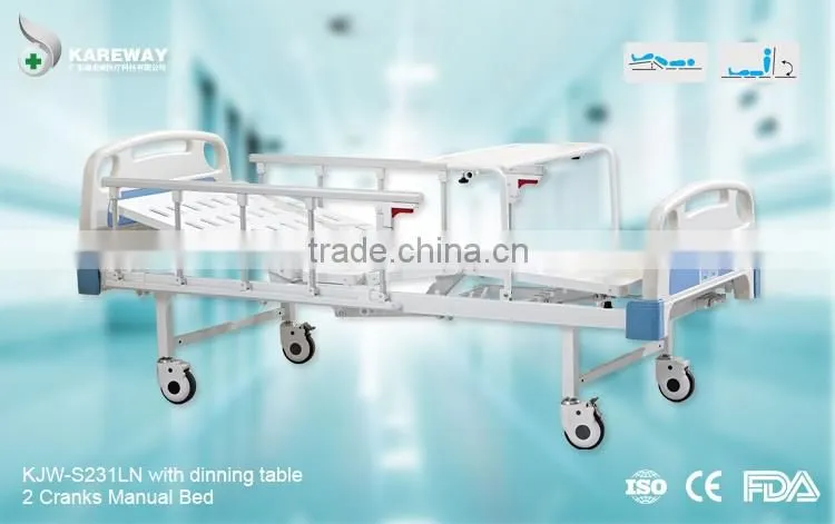 modern manual two cranks cheap simple foldable hospital bed design