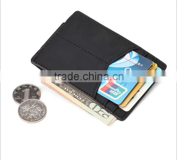 RFID Blocking Magnet Closure Men Slim Leather Wallet