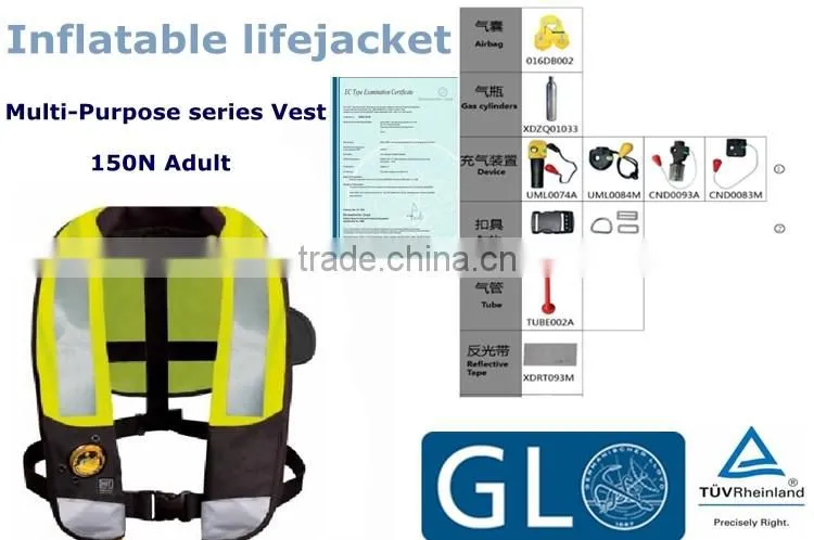 150N adult solas EC ISO12402 approved inflatable life jacket life vest inflatable safety adult solas approved life jacket