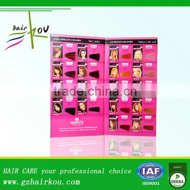 2016 Wholesale Factory Price Professional Hair Color Swatch 15 Colors