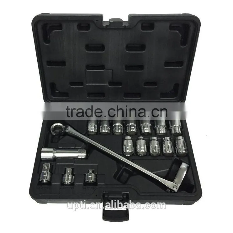Taiwan Made High Quality New 17pcs Flexible Ratchet off Beam 75 Degree Box End GO-Through Wrench Socket Set
