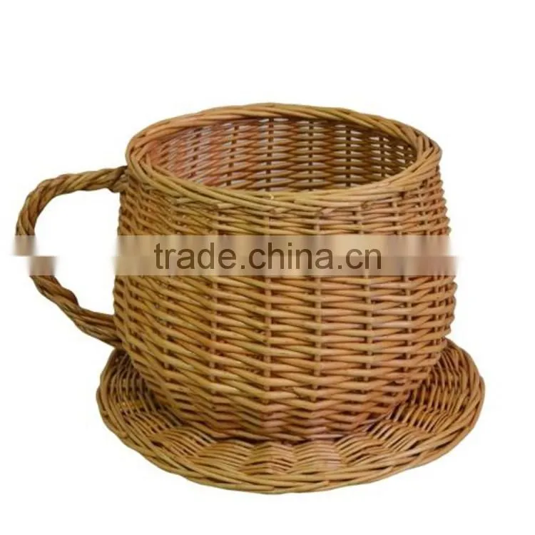 Indoor desk decoration wicke rwoven novelty small teacup planters