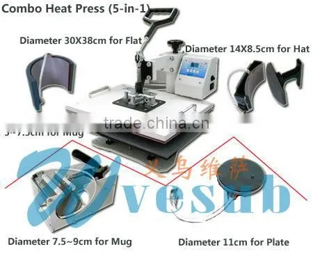 2015 HOT sale high-quality multifunctional combo sublimation press machine 5 in 1