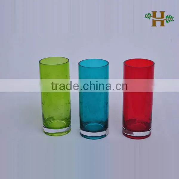 Handmade cylinder black silver-plated glass vase for decoration