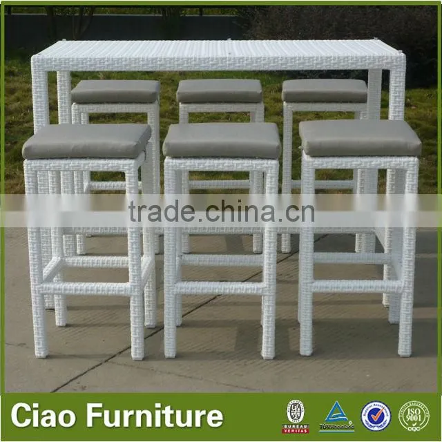 white color plastic rattan bar table