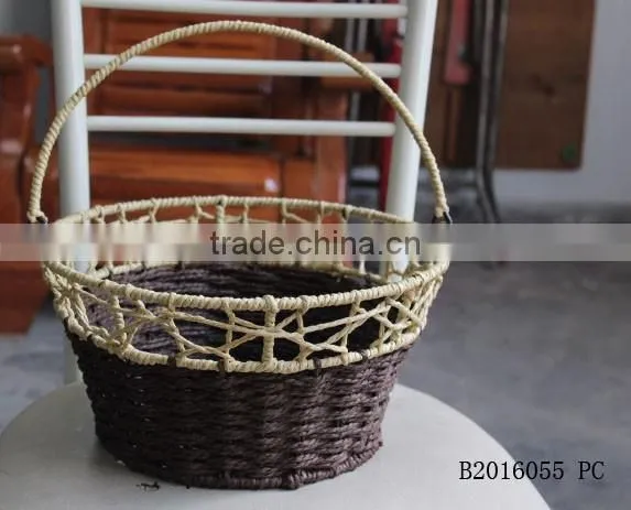 Round/Rectangular paper rope wire storage basket with ear handle