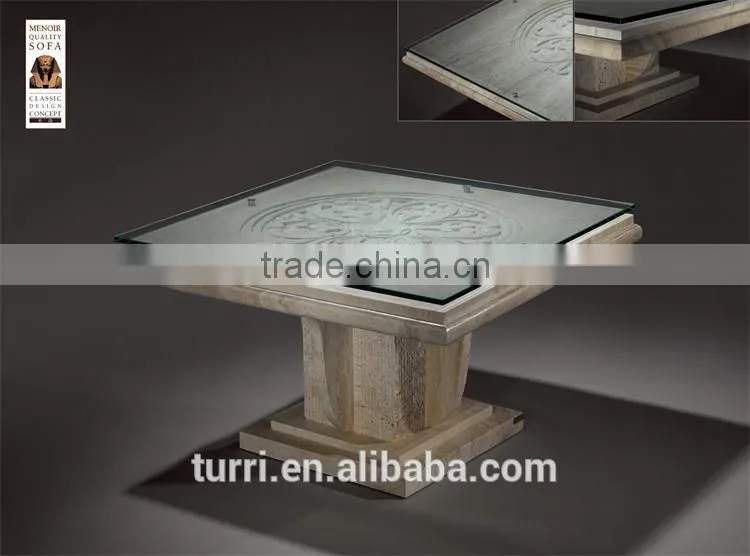high quality natural marble with hand carved square coffee table