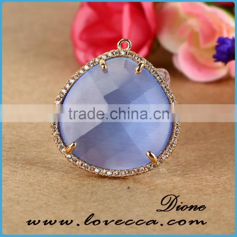 Wholesale DIY fashion jewelry accessories colorful glass stone glass bezel pendant