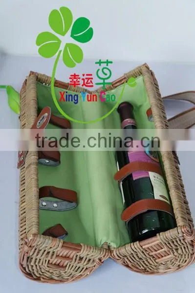 The cheapest beautiful baket spilt willow for wine, wine bottle basket