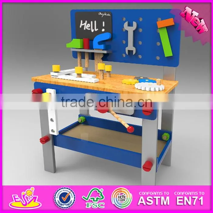 2016 new design children tool toy wooden workbench W03D076B