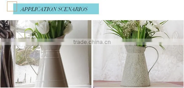 Garden iron powder coating green bottles and jug for flower metal water jugs