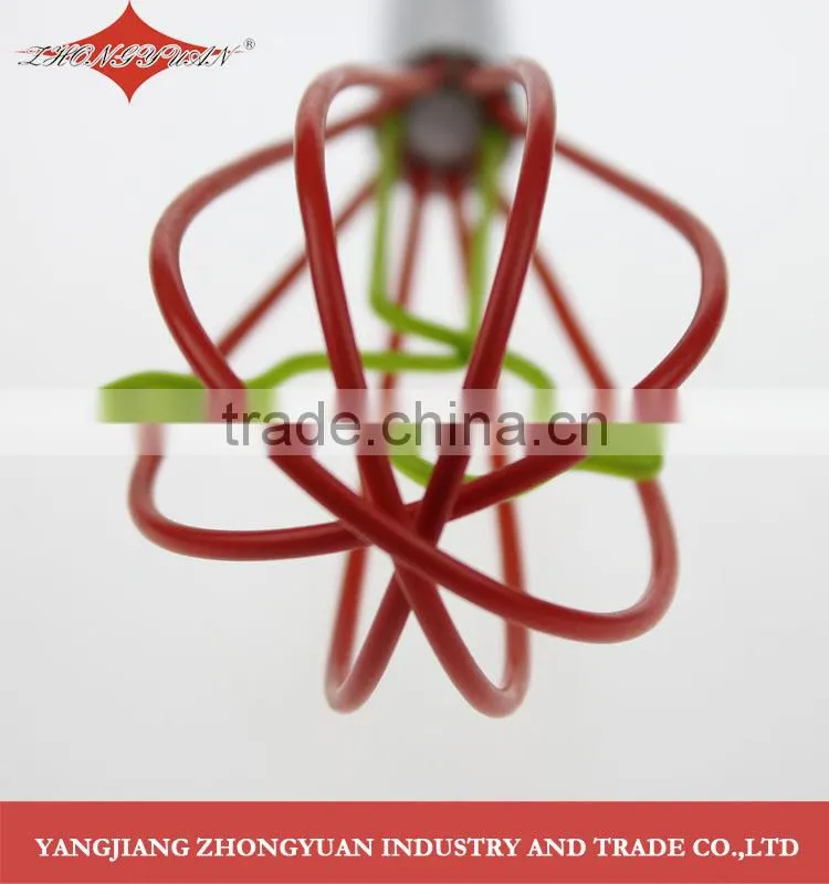 10-inch colorful silicone coated wires egg whisk with stainless steel handle