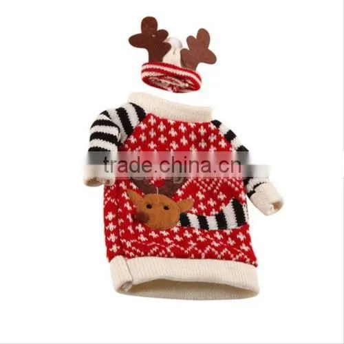 Lovely Wine Bottle elk Cover Xmas Santa Table Decor Christmas Bottle Cap Party Gift