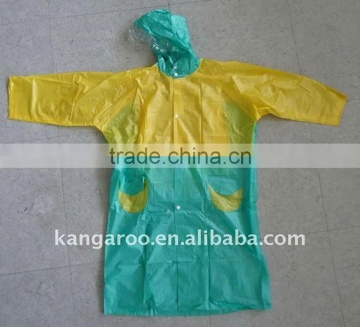BLUE /Yellow / black 190T nylon with PVC coating rainsuits