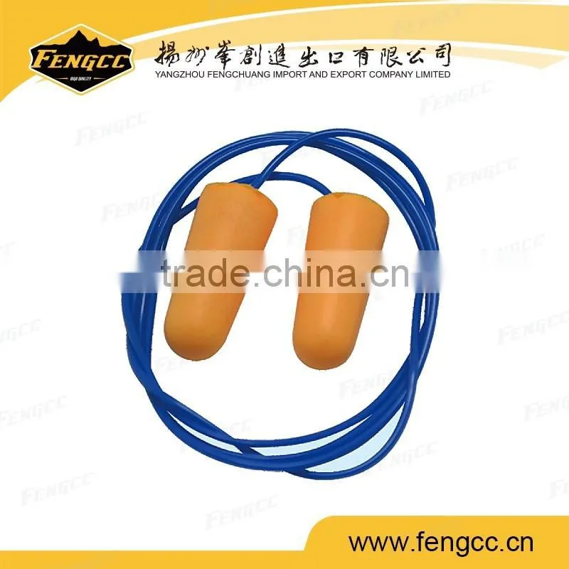 Promotion orange color CE certificate ear safety protection Rectangle PU foam earplugs with string