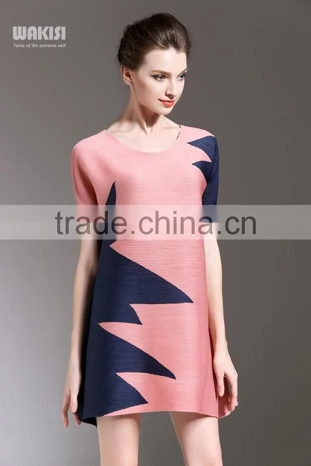 New arrival middle aged ladies V-neck half sleeve beaded flower printed blouse