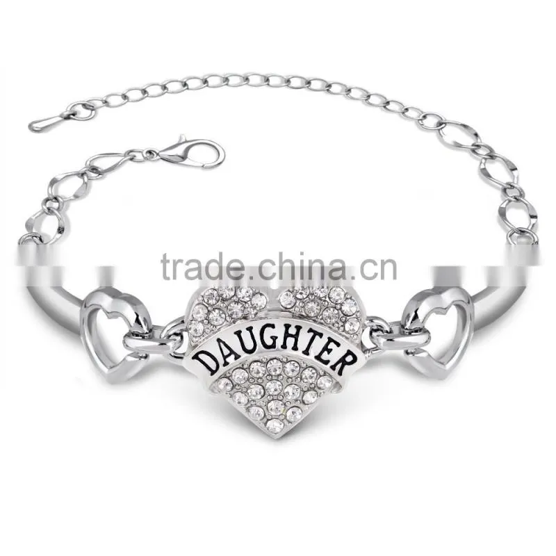2016 love family member bracelet zinc alloy heart bracelet for dear aunt bracelet free sample