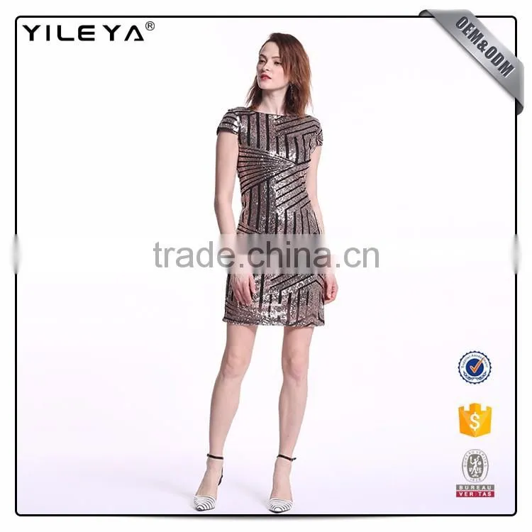 Oem&Odm Service Dotted Line Deep V Behind Women Stylish Dress