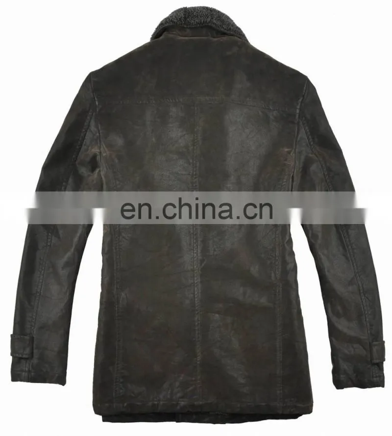 2015 last fashion mens hot selling handsome pu leather mens long coat